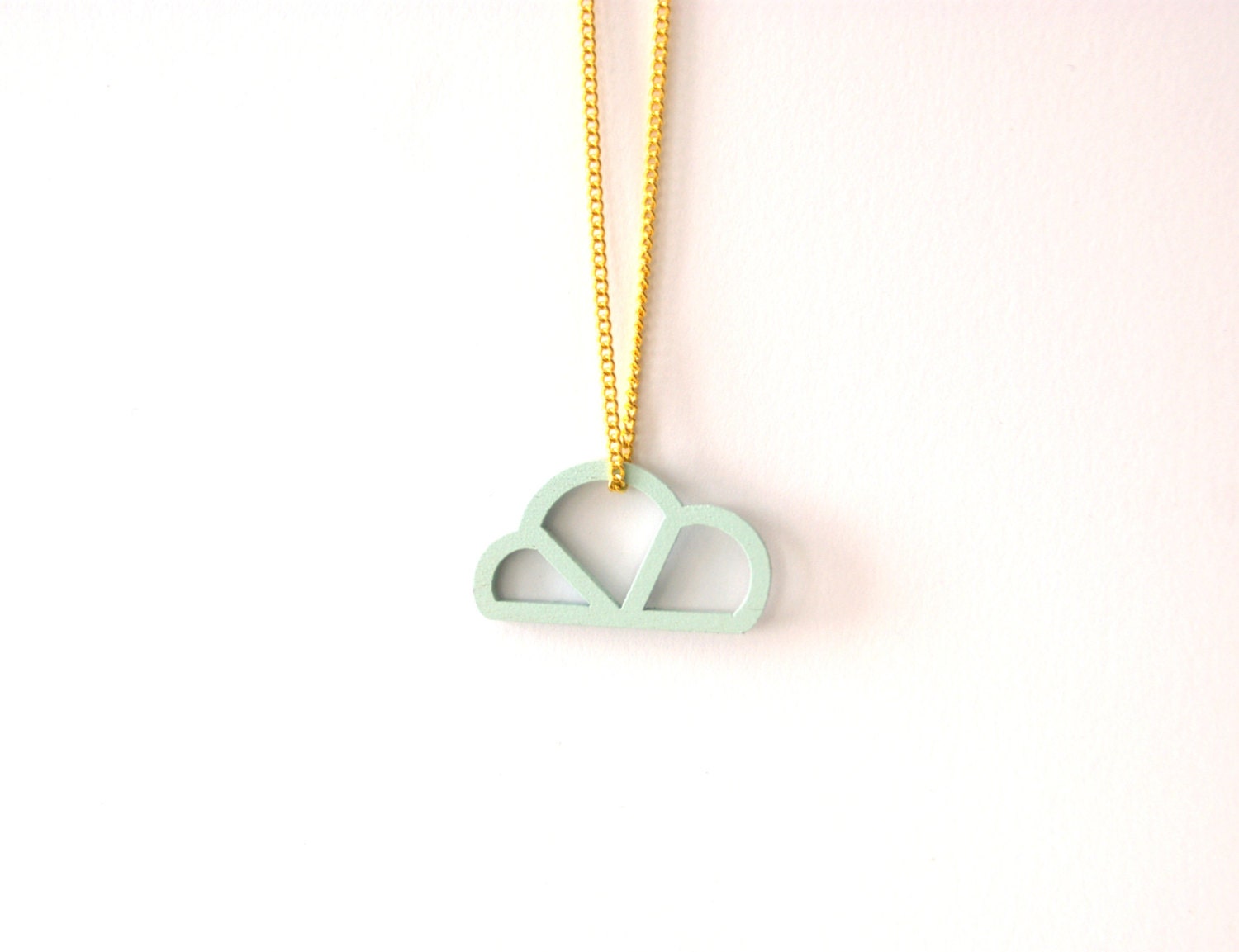 geometrical pendant, wood pendant, blue necklace, statement necklace, laser cutted, geometrical jewellery, little blue cloud