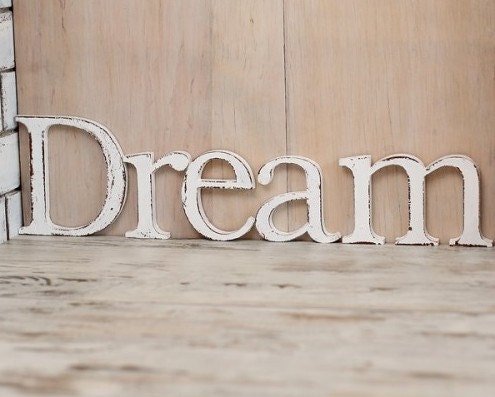Shabby Chic Hand-crafted wood letters sign plaque home cottage Bedroom gift "DREAM"
