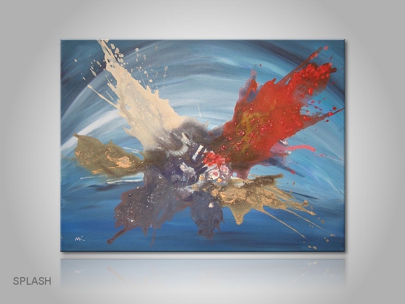 Unique modern art painting: "splash" - abstract artwork -contemporary wall decoration - acrylics - design - office- home-decor