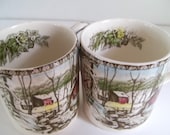 Vintage 1950s Johnson Bros." Friendly Village " Made in England Set of 2 Mugs
