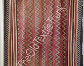 Decorative wall hanging, bedspread or throw of geometrically block printed cotton