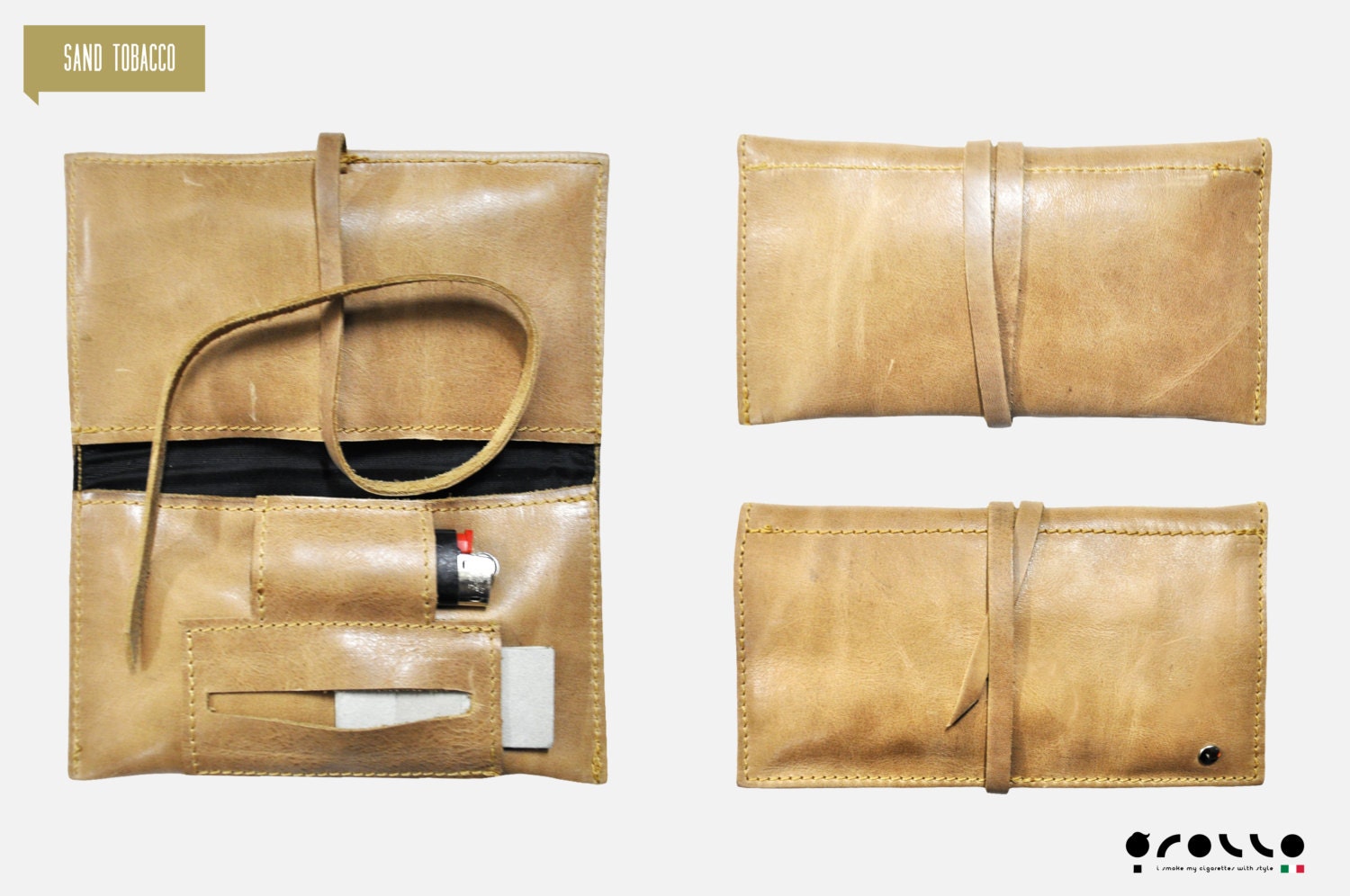 Tobacco Pouch leather made in italy, wallett, pochette
