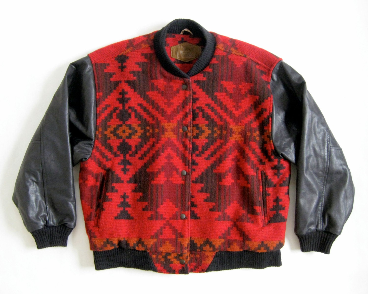 VTG 1990's Woolrich Indian Blanket Varsity Jacket Sz. L Large Coat Southwestern Navajo