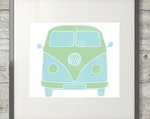Volkswagen VW Bus Watercolor Style Printable Poster 8x10- Instant Download