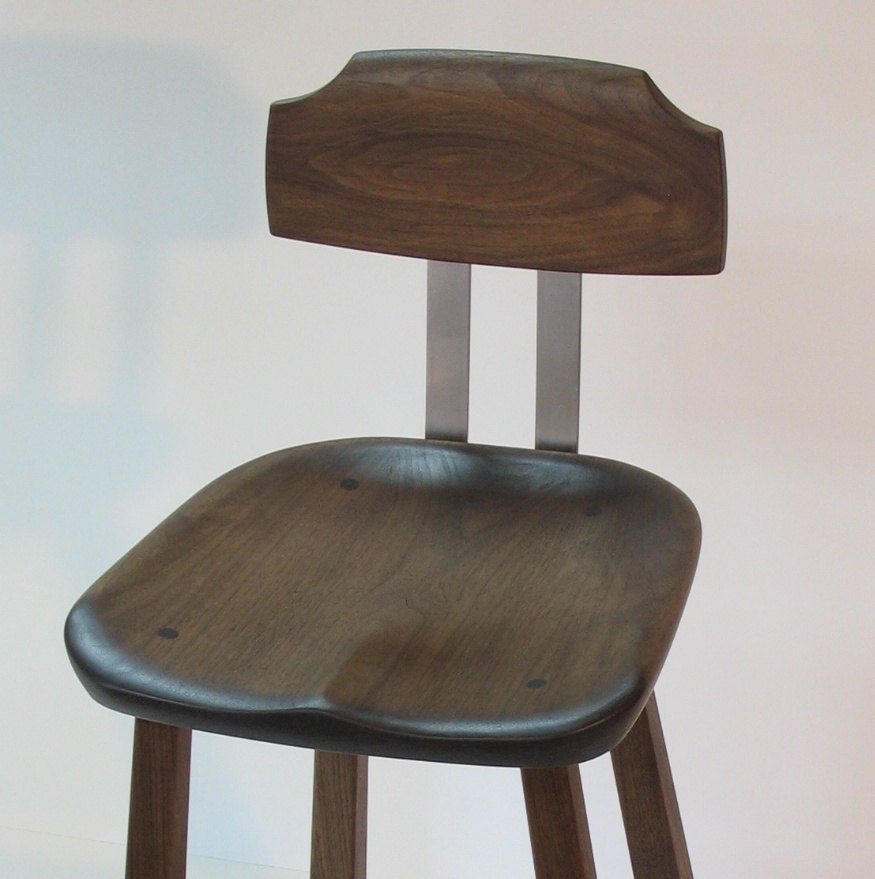 Modern Sculpted Seat Bar Stool with back