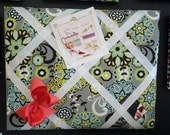 ON SALE  Hand Crafted Hairbow Holder and/orRibbon/Memo Board - 16X20 - Gray with Cute Floral Designs(Lime, Aqua, Brown, & White)