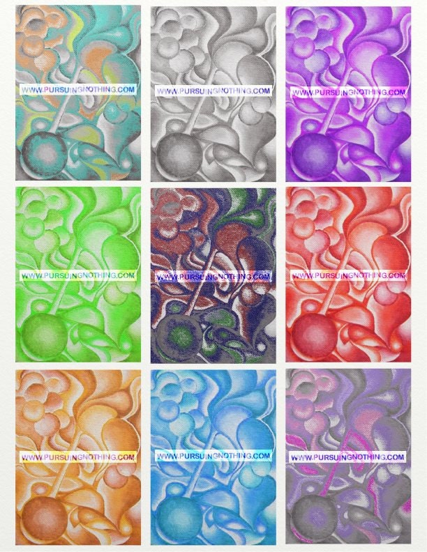 Printable Digital Mixed Media ACEO/Collage Sheet "Boiling Paint"