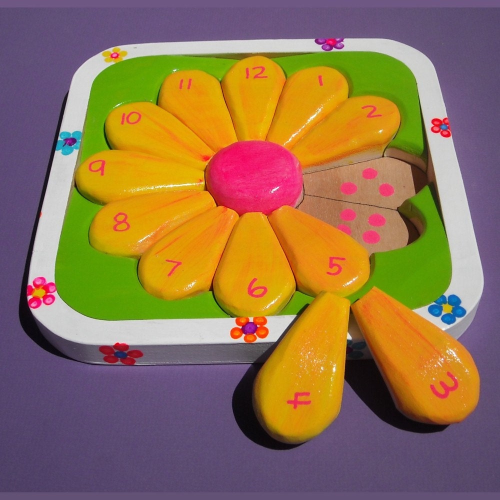 Counting Daisy Wooden 3D Tray Puzzle- Counting Matching Game