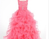Lovely A-line Organza Drapped Beaded Beautiful Flower Girls Dress Girls Party Dress Princess Dress