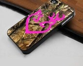 Pink Browning Deer Camo - Hard Case Print for iPhone 4 / 4s case - iPhone 5 case - Black or White (Option Please)