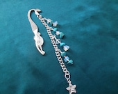 Antique Silver Bookmark with Opalite & Blue Magnesite chips, with a "Just for You" star Charm