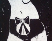 oh cheeky, original printmaking fine art print linocut handpulled