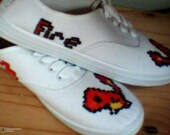 Fire-Type Pixel Charmander Canvas Shoes