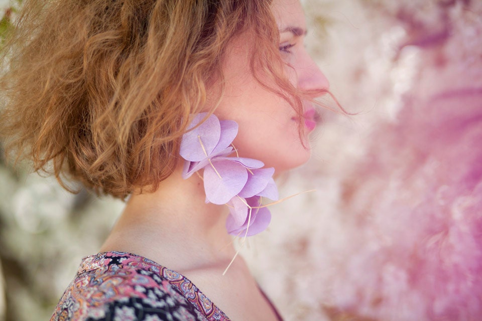 Boucles d'oreilles Mauve Guimauve