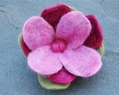 Handmade Cashmere and Wool Felted Flower Pin,  Brooch With Needle Felted Wool Roving, Felted Pin, Corsage, Repurposed