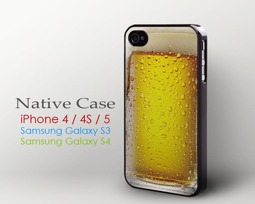 Glass of beer - iPhone 4 4s 5 case, hard plastic and soft rubber TPU