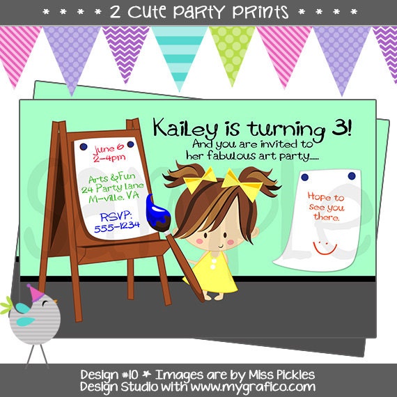 Craft / Art Birthday Invite or Thank You Note Image that you print - digital Image Il_170x135