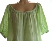 Grand Opening Sale...Cotton gauze..Spring Lime Green....Peasant blouse... Summer blouse.. Size M-L-XL...Easy breezy collection..Many colors.