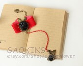 Adjustable Handmade Bracelet Red Bracelet Black Rose Bronze Metal Base Bracelet Black Resin Drill Butterfly Ring  Fashion Accessory WS223