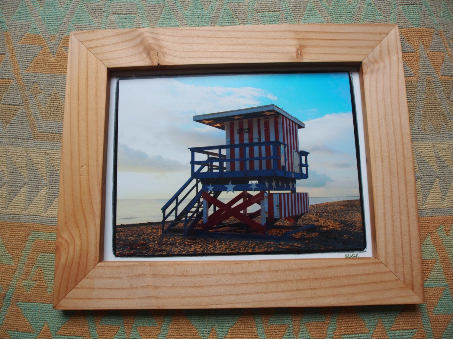 Star-Spanged Coast Line - unique, handmade wooden frame and limited print