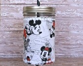 Mason Jar Tumbler 24oz Mickey and Minnie Mouse Insulated Cozy BPA Free Black and White Candy Stripe Swirl Straw - Travel Mug Great Gift