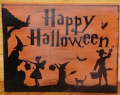 Halloween Signs Decorations Primitive Folk Art Witches Trick or Treat primitives happy halloween front porch country cats