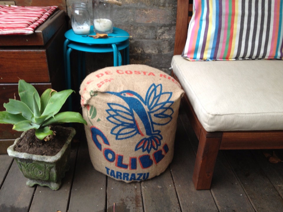 Upcycled Coffee Bag Ottoman