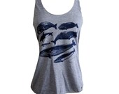 Whale Tank Top -  Narwhal Whale American Apparel Tri-Blend Tank - Available in sizes S, M, L