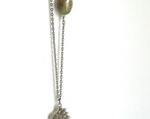 Hidden in the Shadow of Your Wings - Necklace with beautiful large wing pendant and goregous polished green turquoise - READY to SHIP
