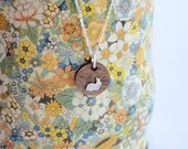 Circle Bunny/Rabbit Walnut & Silver Necklace