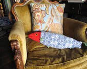 red, white and blue fresh fish wool pillow