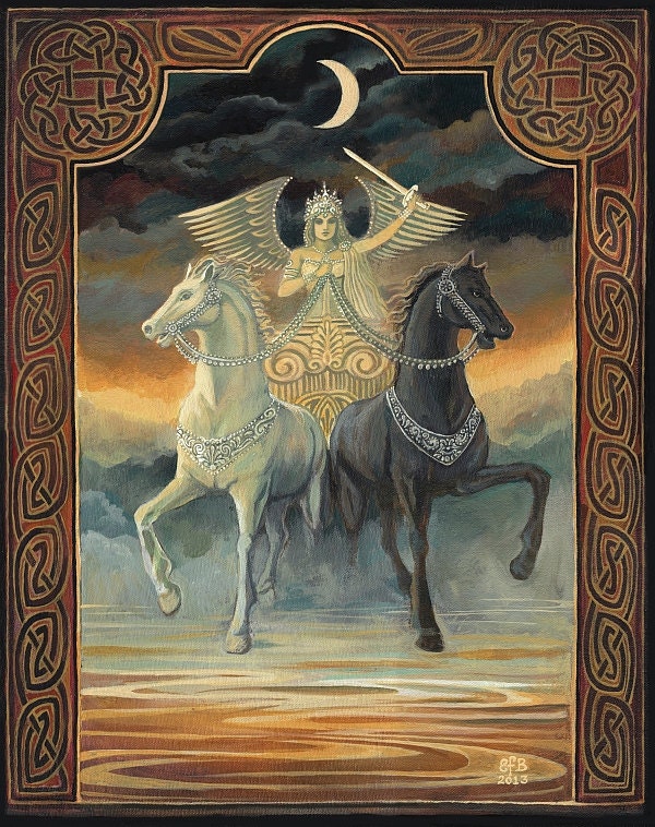 The Chariot Tarot Horse Goddess Art Original Painting