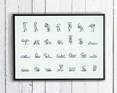 Cat art print - yoga instruction diagram exercise - A4
