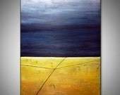 HUGE Abstract Painting ORIGINAL Modern Landscape Painting Yellow and Gray Contemporary Art, CROSSROADS 60x40 by BenWill