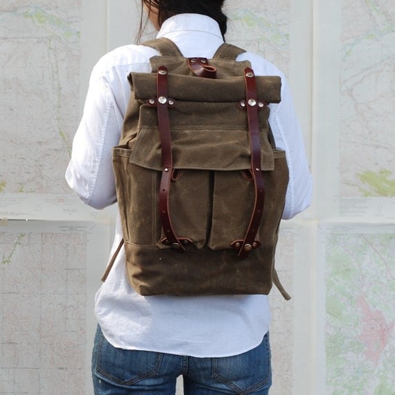 The Camper Satchel in Tan Waxed Canvas