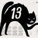 2013 Wall Calendar Art Print Screenprint - Black Cat Unlucky Hand Printed Silkscreen Poster - Little Friends of Printmaking