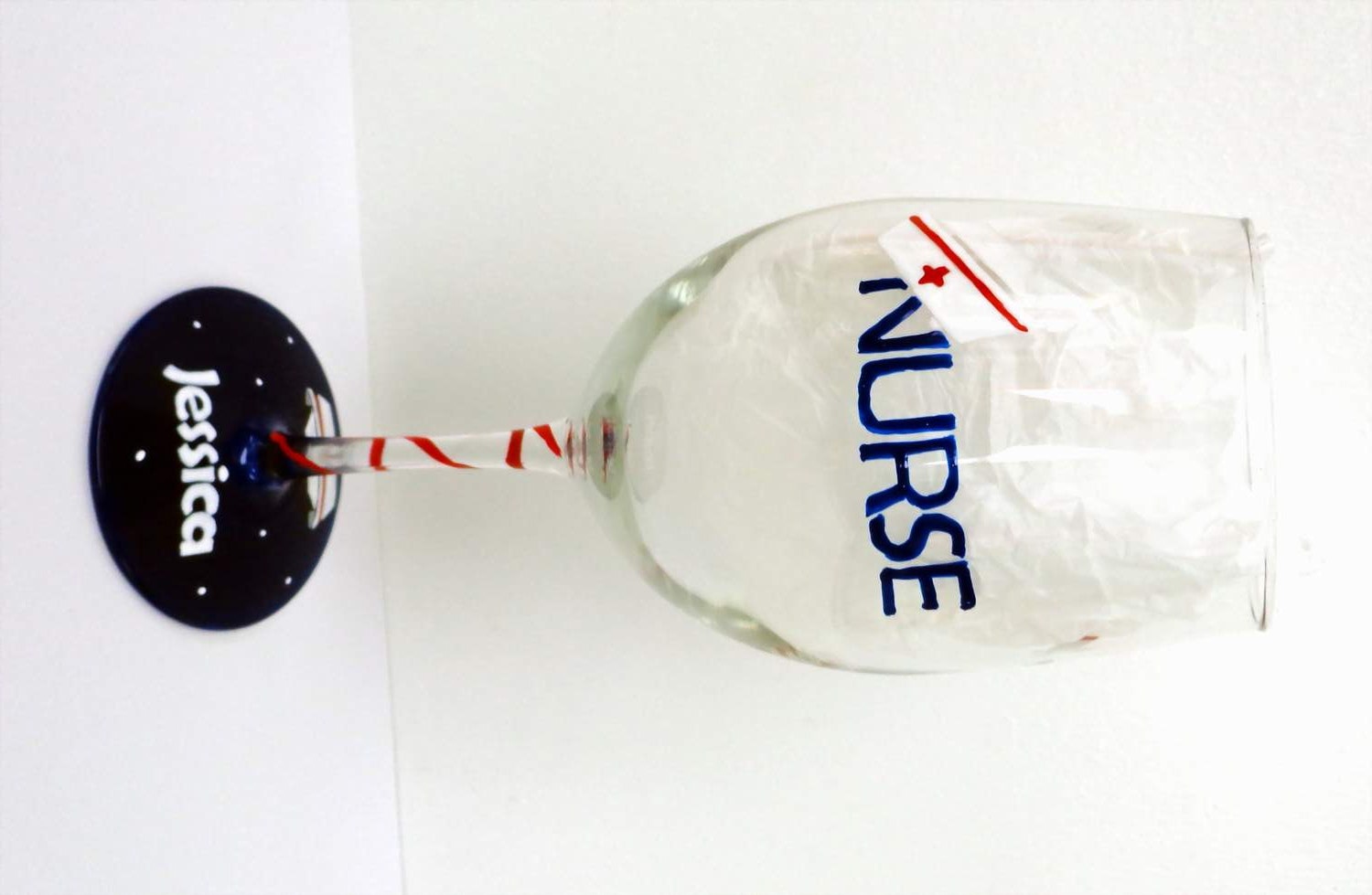 NURSE WINE GLASS design 2 - hand painted wine glass - personalized wine glass