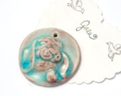Blue Bunny / Ceramic Rabbit Pendant