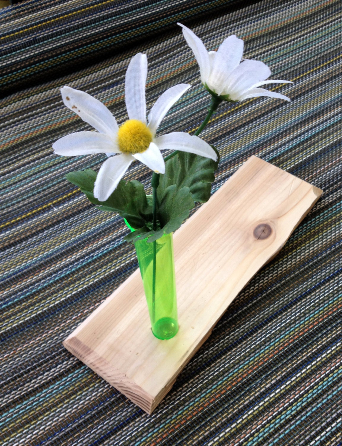 Wood Vase Decorative Bud Vase - cedar plank with test tube