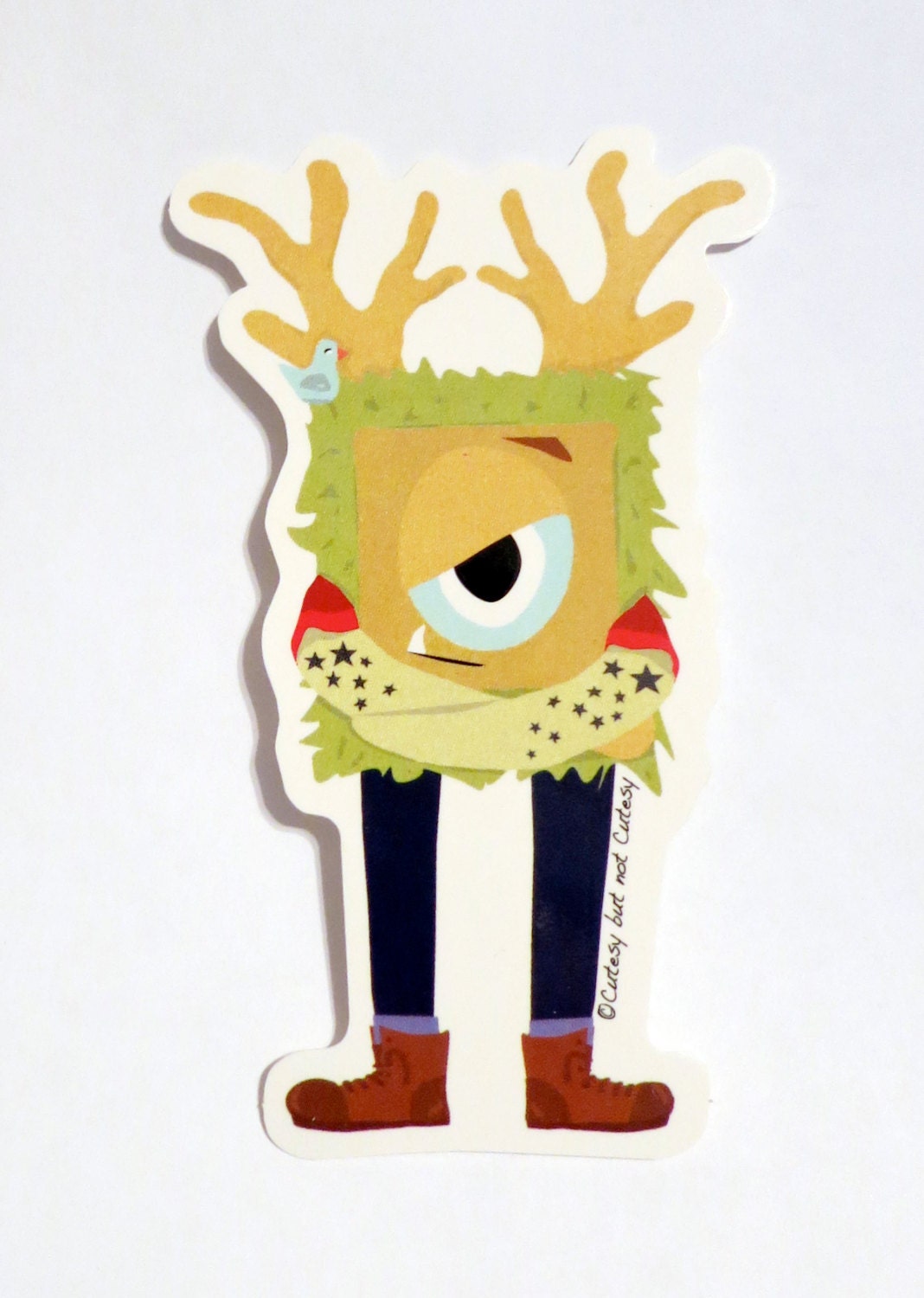 Hipster sticker, Grumpster, Vinyl sticker, cute guy monster, 4 in x 2.5 in