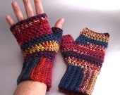Carnivale - Crochet Fingerless Gloves with Cuff