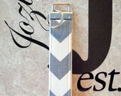 Grey Chevron Wristlet Key Fob