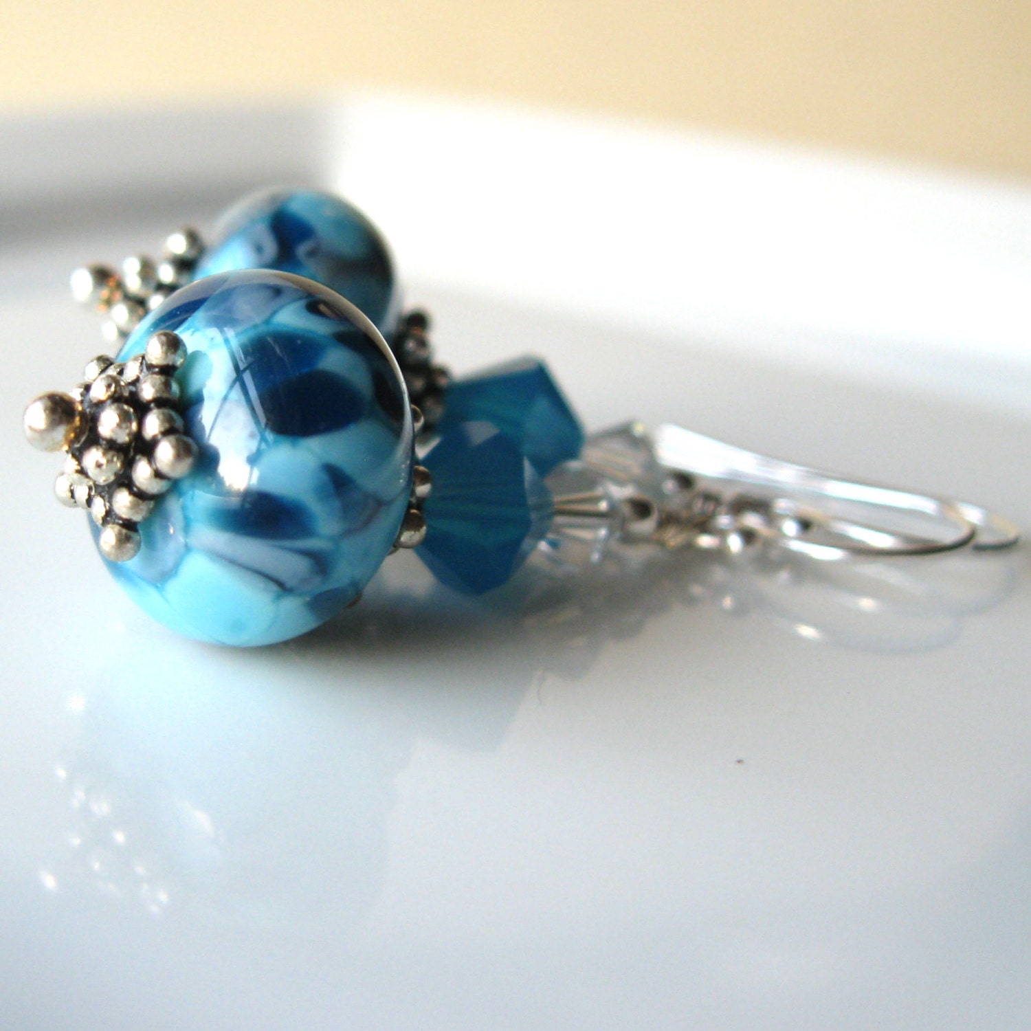 River Rocks Earrings Handmade lampwork glass and sterling silver
