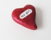 Clay Heart Sentiment with Fabric Gift Bag- My Girl