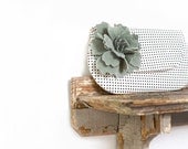 mint green and polka dot wedding clutch, gifts for bridesmaids, bridal clutch purse