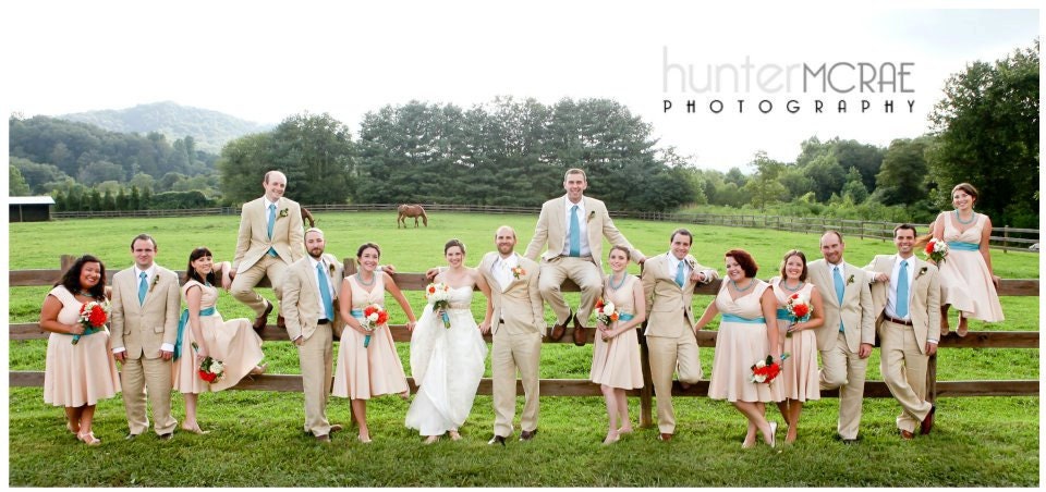 7 Custom Sized Bridal Party Dresses in custom colors