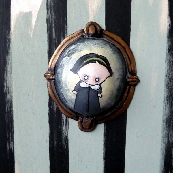 convex creepy orphan girl portrait sculpture
