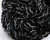 Handspun Yarn Black Yin Yang Yarn 75 Yards Merino Wool and Sequins
