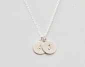 2 Sterling Initial Tags - letter engraved double discs sterling silver necklace - personalized jewelry