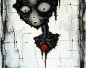 Print 11x14" - The pain is still there- Heart Dark Art Cute Creepy Love Red Blood Fantasy Surreal Gothic Monster Creature Alien Spooky